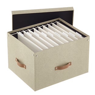 Birger 2-Drawer Fiberboard Label Frame Document Letter Box, 5.7 x 13 x 9.8 in, White, 3PK
